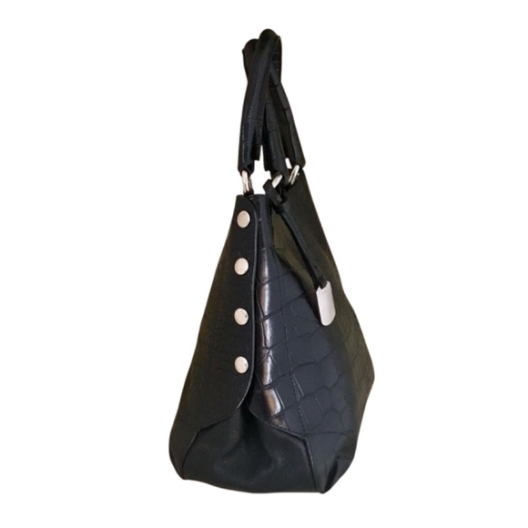 Furla Onyx Black Leather Embossed Croc Tote Bag - Picture 4 of 11